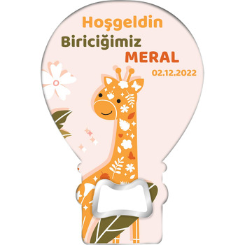 Çiçek Desenli Zürafa Temalı Balon Magnet Açacak