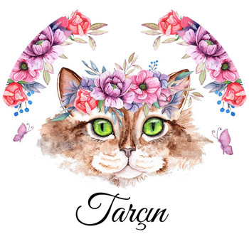 Çiçek Taçlı Kedi Temalı Sticker