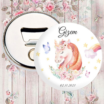 Çiçek Taçlı Unicorn Temalı Magnet Açacak