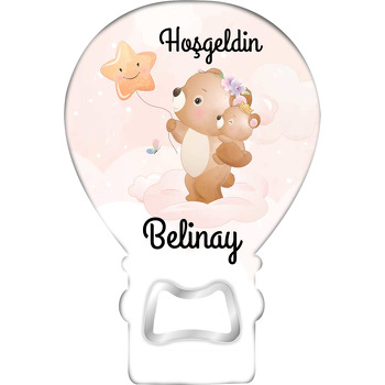 Çiçekli Anne Ayıcık ile Bebeği Temalı Balon Magnet Açacak