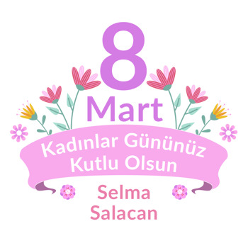 Çiçekli Flama ile Kadınlar Günü Kutlama Temalı Sticker