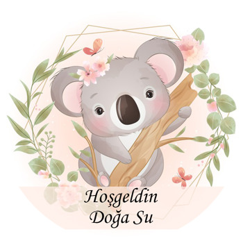 Çiçekli Koala Temalı Akrilik Daire Magnet