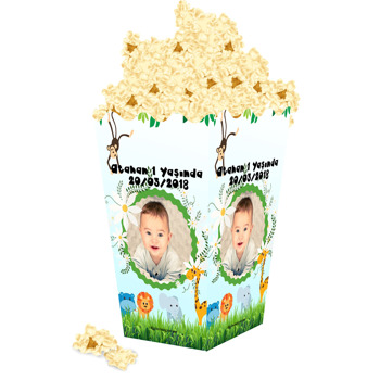 Çiçekli Safari Temalı Popcorn Kutusu