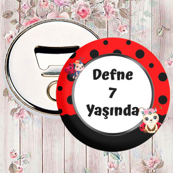 Çiçekli Uğur Böceği Temalı Magnet Açacak