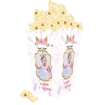 Çiçekli Unicorn Temalı Popcorn Kutusu