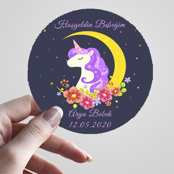 Çiçekli Unicorn Temalı Sticker