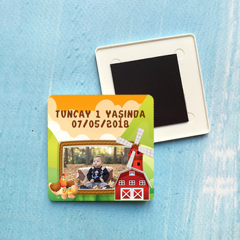 Çiftlik Temalı Kare Plastik Kare Magnet