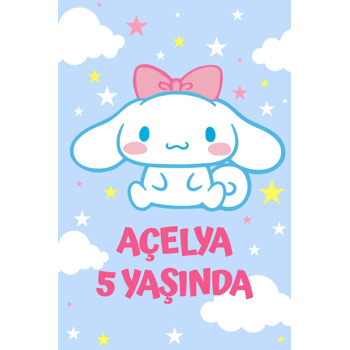 Cinnamoroll Pembe Kurdele Temalı Doğum Günü Afiş