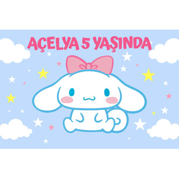 Cinnamoroll Pembe Kurdele Temalı Doğum Günü Afiş