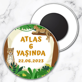 Çita Ormanda Temalı Daire Plastik Magnet