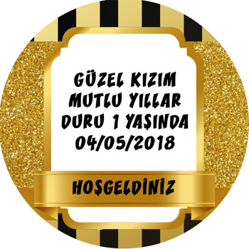 Çizgili Gold Çerçeve Temalı Sticker