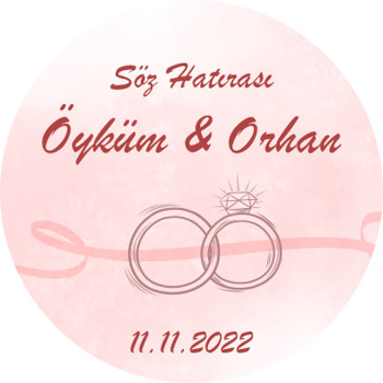 Çizgisel Alyans Pembe Fon Temalı Sticker