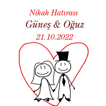 Çoçuk Çizimi Gelin Damat Temalı Sticker