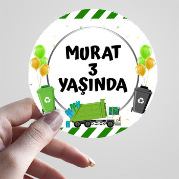 Çöp Kamyonu Temalı Parti Sticker