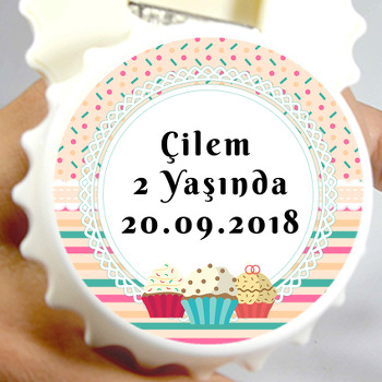 Cup Cake Temalı Kapak Şekilli Magnet Açacak