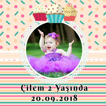 Cup Cake Temalı Kare Parti Afiş