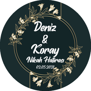 Daire Çerçevede Gold Bahar Dalı ile Pastel Yeşil Fon Temalı Akrilik Daire Magnet