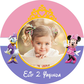 Daisy Duck ve Minnie Mouse Temalı Akrilik Daire Magnet