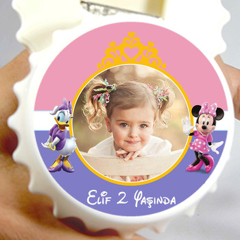 Daisy Duck ve Minnie Mouse Temalı Kapak Şekilli Magnet Açacak