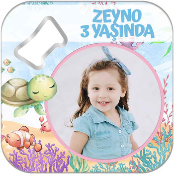 Denizaltı ile Pembe Çerçeve Temalı Kare Magnet Açacak