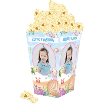 Denizaltı ile Pembe Çerçeve Temalı Popcorn Kutusu