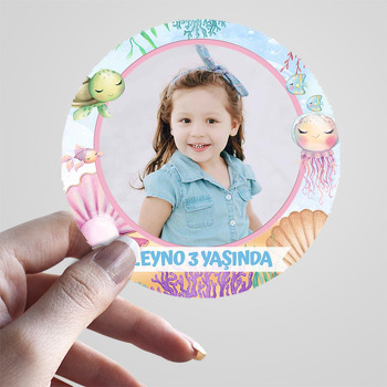 Denizaltı ile Pembe Çerçeve Temalı Resimli Sticker