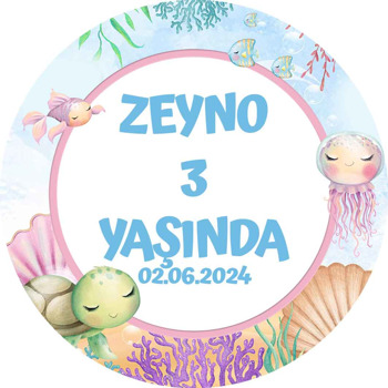 Denizaltı ile Pembe Çerçeve Temalı Sticker