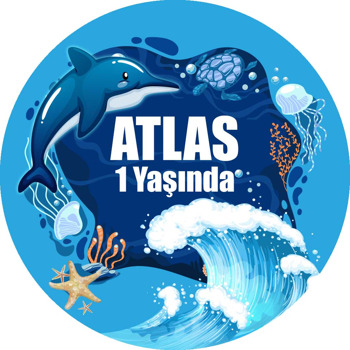 Denizaltı ile Yunus ve Dalgalar Temalı Sticker