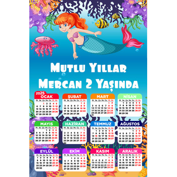 Denizkızı Ve Mercanlar Temalı Takvim Magnet