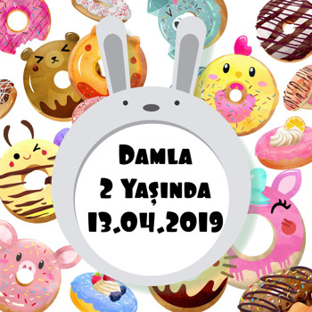 Donut Temalı Kare Doğum Günü Afiş