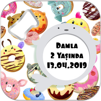 Donut Temalı Kare Magnet Açacak