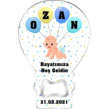 Dört Harfli Balonlu Erkek Bebek Temalı Balon Magnet Açacak