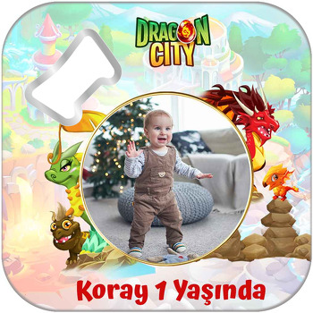 Dragon City Temalı Kare Magnet Açacak