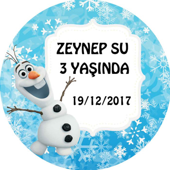 Elsa Mavi Fon Temalı Akrilik Daire Magnet