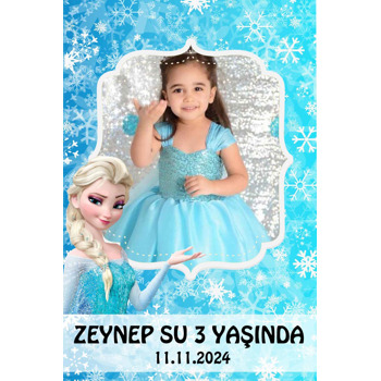 Elsa Mavi Fon Temalı Doğum Günü Magnet