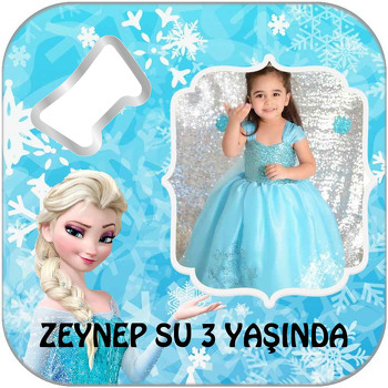 Elsa Mavi Fon Temalı Kare Magnet Açacak