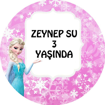 Elsa Pembe Fon Temalı Akrilik Daire Magnet