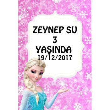 Elsa Pembe Fon Temalı Doğum Günü Afiş