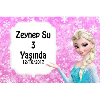 Elsa Pembe Fon Temalı Doğum Günü Afiş