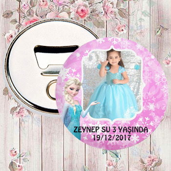 Elsa Pembe Fon Temalı Fotoğraflı Magnet Açacak