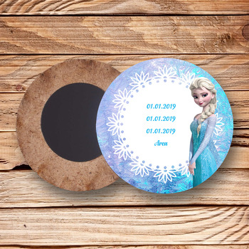 Elsa Temalı Ahşap Daire Magnet