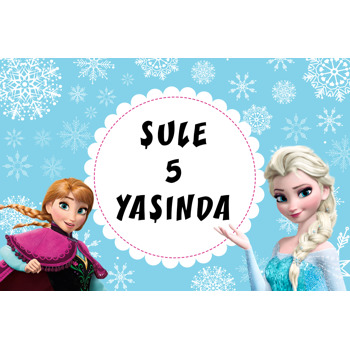 Elsa ve Anna ile Kar Taneleri Temalı Doğum Günü Afiş