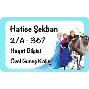 Elsa ve Arkadaşları Temalı Defter Etiketi