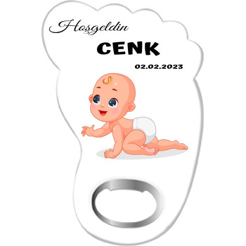 Emekleyen Neşeli Bebek Temalı Ayak İzi Magnet Açacak