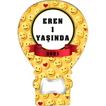 Emoji Surat Fon ile Kırmızı Kurdele Temalı Balon Magnet Açacak