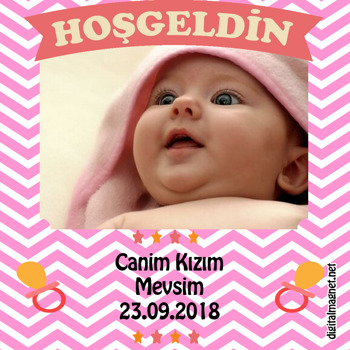 Emzik 2 Temalı Hoşgeldin Bebek   Kare Parti Afişi