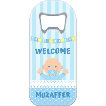 Emzikli Erkek Bebek ile Baby Shower Temalı Uzun Magnet Açacak