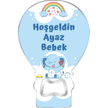 Emzikli Mavi Bebek Fil Temalı Balon Magnet Açacak