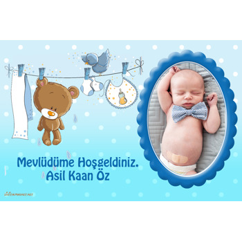 Erkek Bebek Hoşgeldin Plastik Magnet