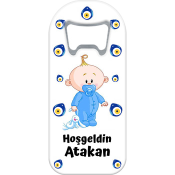 Erkek Bebek ile Nazar Boncuğu Temalı Uzun Magnet Açacak